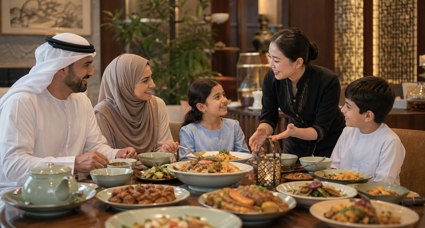 Travelers enjoying a halal-friendly dining experience in China